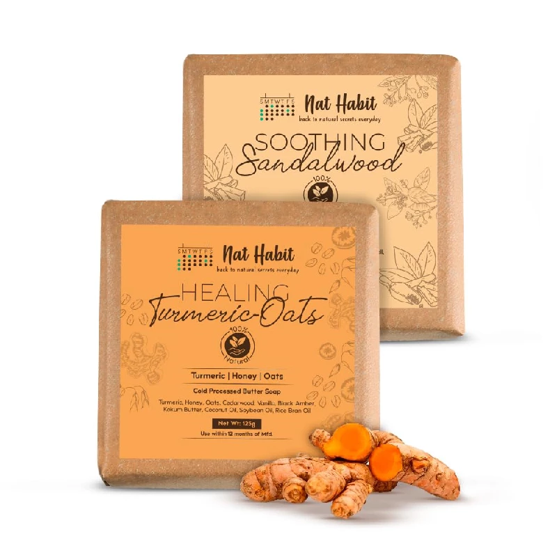 Nat Habit Soothing Sandalwood & Healing Turmeric Oats Butter Bath Soap, 250 g-1.webp